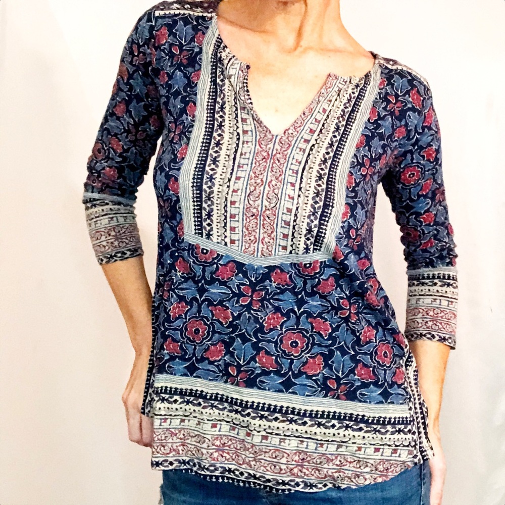 Lucky Brand Floral Print Boho Top Size Women’s MED